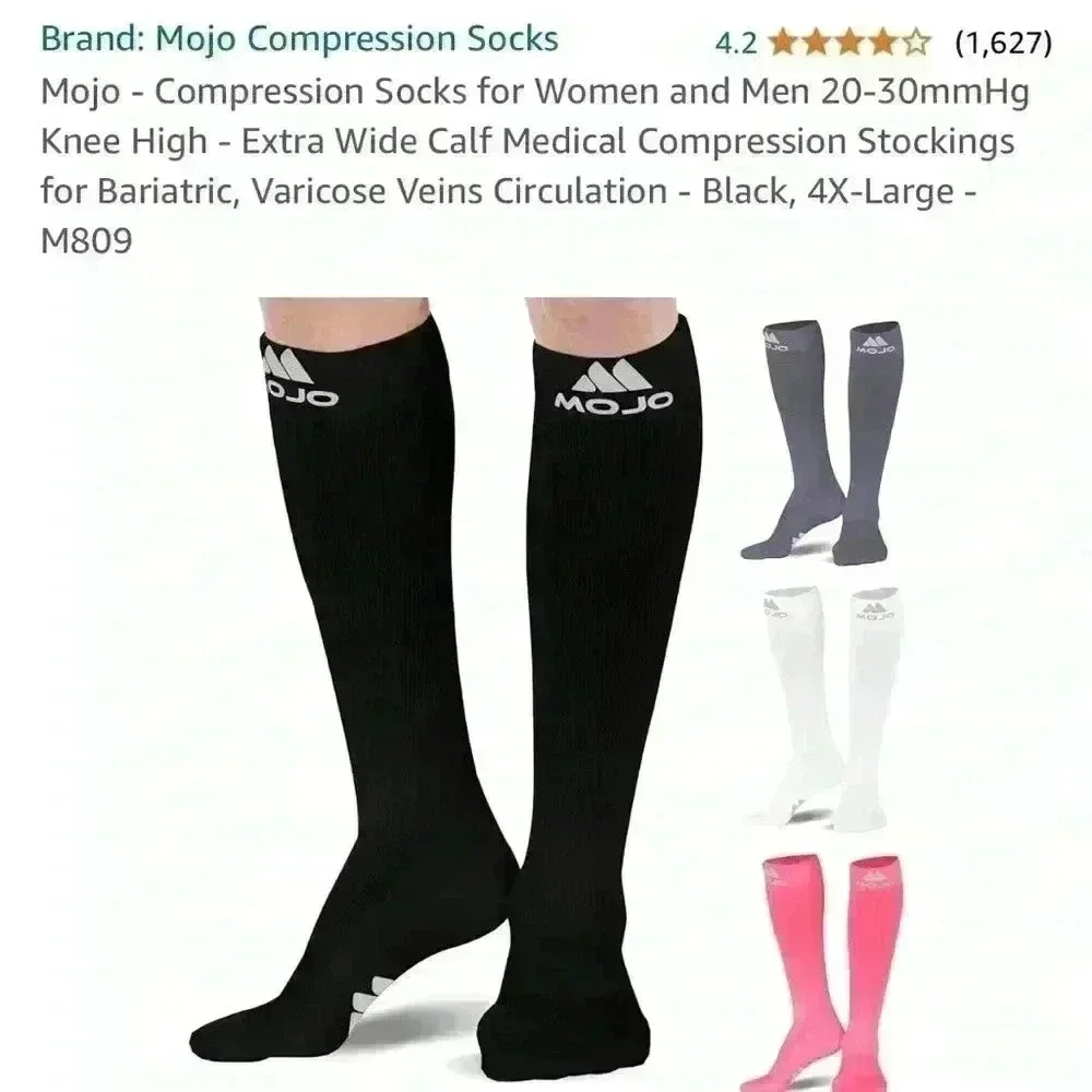 NWT MOJO Black compression socks, size 2 XL